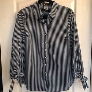 NWOT Anne Klein Fitted Black & White Striped Top